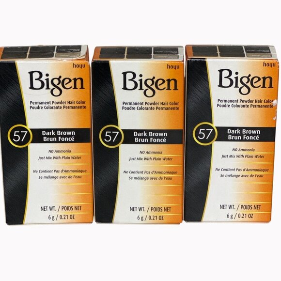 Bigen Permanent Powder Hair Color 57 Dark Brown 3pk,  0.21 Oz Each - Picture 1 of 3